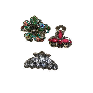 Alligator Clips Hair Barrettes Pony Tail Holders Metal Colors Lot Of 3